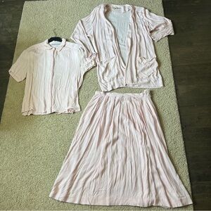 Michelle Monet Vintage 3pc Women's 14 10 Skirt Tshirt Cardigan Set Light Pink
